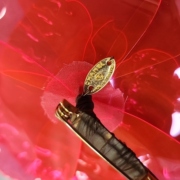 Chanel Hot Neon Pink Camelia Brooch PVC - Picture 4 of 5